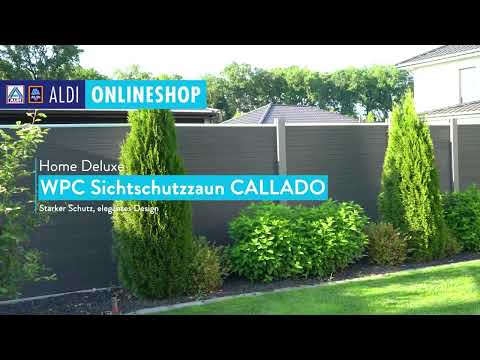 WPC Sichtschutzzaun CALLADO grau, 170 cm – 4x Element + 6x Pfosten