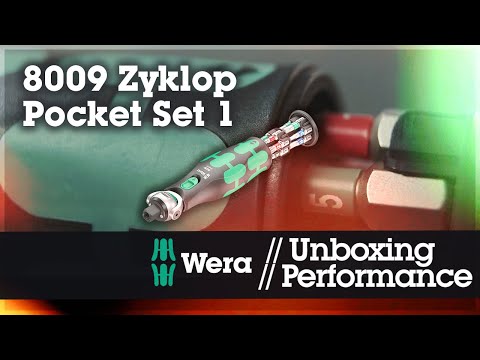 Wera 05004283001 8009 Zyklop Pocket Set Imperial 2, Knarren Satz, 18-teilig, Schwarz-grün